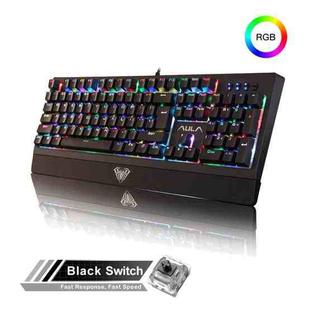 AULA S2018 Wing Of Liberty 104 Keys USB RGB Light Wired Mechanical Gaming Keyboard, Black Shaft(Black)