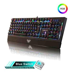 AULA S2018 Wing Of Liberty 104 Keys USB RGB Light Wired Mechanical Gaming Keyboard, Blue Shaft(Black)