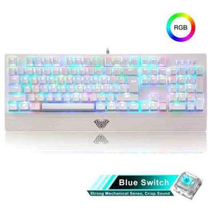 AULA S2018 Wing Of Liberty 104 Keys USB RGB Light Wired Mechanical Gaming Keyboard,Blue Shaft(White)