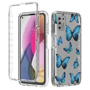 For Motorola Moto G Stylus (2021) 2 in 1 High Transparent Painted Shockproof PC + TPU Protective Case(Blue Butterfly)