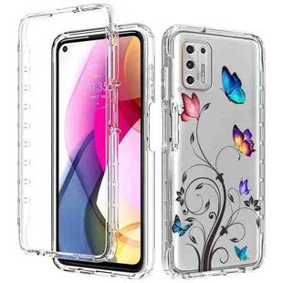 For Motorola Moto G Stylus (2021) 2 in 1 High Transparent Painted Shockproof PC + TPU Protective Case(Butterfly Love Flower)