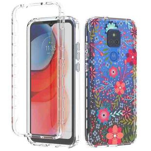 For Motorola Moto G Play (2021) 2 in 1 High Transparent Painted Shockproof PC + TPU Protective Case(Small Floral)