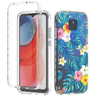 For Motorola Moto G Play (2021) 2 in 1 High Transparent Painted Shockproof PC + TPU Protective Case(Banana Leaf)