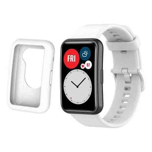 For Huawei Watch Fit Protective Silicone Case + Silicone Watch Band Kit(White)