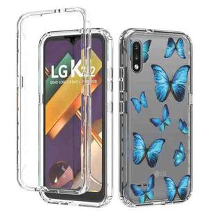For LG K22 2 in 1 High Transparent Painted Shockproof PC + TPU Protective Case(Blue Butterfly)