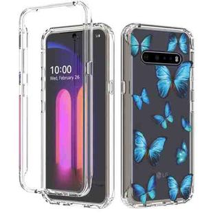For LG V60 ThinQ 5G 2 in 1 High Transparent Painted Shockproof PC + TPU Protective Case(Blue Butterfly)
