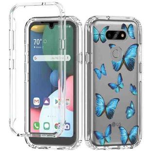 For LG K31 2 in 1 High Transparent Painted Shockproof PC + TPU Protective Case(Blue Butterfly)