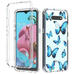 For LG K51 2 in 1 High Transparent Painted Shockproof PC + TPU Protective Case(Blue Butterfly)