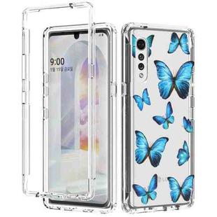 For LG Velvet 2 in 1 High Transparent Painted Shockproof PC + TPU Protective Case(Blue Butterfly)