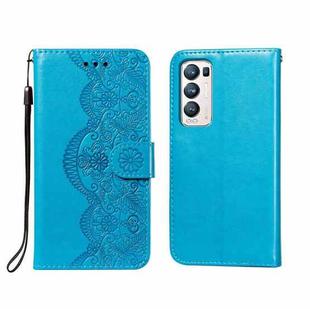 For OPPO Find X3 Neo / Reno5 Pro Plus 5G Flower Vine Embossing Pattern Horizontal Flip Leather Case with Card Slot & Holder & Wallet & Lanyard(Blue)