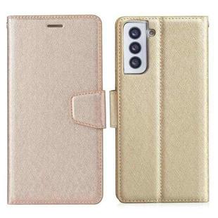 For Samsung Galaxy S21 5G Silk Texture Horizontal Flip Leather Case with Holder & Card Slots & Wallet & Photo Frame(Gold)