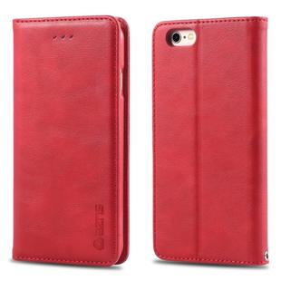 For iPhone 6 / 6s  AZNS Retro Texture Magnetic Horizontal Flip PU Leather Case with Holder & Card Slots & Photo Frame(Red)