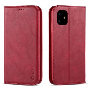 For iPhone 11 AZNS Retro Texture Magnetic Horizontal Flip PU Leather Case with Holder & Card Slots & Photo Frame(Red)