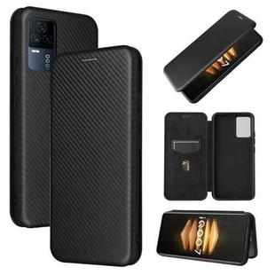 For vivo iQOO 7 5G Carbon Fiber Texture Horizontal Flip TPU + PC + PU Leather Case with Card Slot(Black)