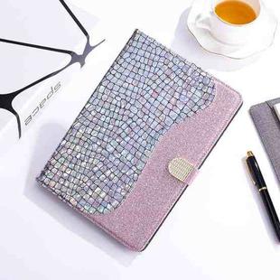 Laser Glitter Stitching Crocodile Texture Horizontal Flip Leather Case with Storage Grid & Holder For iPad Air (2020) (Silver)