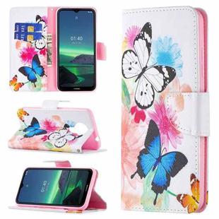 For Nokia 1.4 Colored Drawing Pattern Horizontal Flip Leather Case with Holder & Card Slots & Wallet(Butterflies)