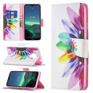 For Nokia 1.4 Colored Drawing Pattern Horizontal Flip Leather Case with Holder & Card Slots & Wallet(Sun Flower)