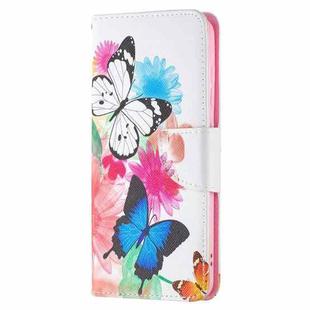 For Samsung Galaxy S21 FE Colored Drawing Pattern Horizontal Flip Leather Case with Holder & Card Slots & Wallet(Butterflies)