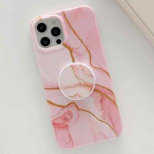 Golden Powder Dream Color Marble Pattern TPU Protective Case with Foldable Stand For iPhone 11(Pink)