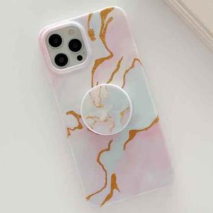 For iPhone 12 mini Golden Powder Dream Color Marble Pattern TPU Protective Case with Foldable Stand (Colorful)