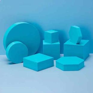 8 in 1 Different Sizes Geometric Cube Solid Color Photography Photo Background Table Shooting Foam Props(Blue Lake)