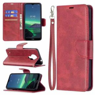 For Nokia 1.4 Retro Lambskin Texture Pure Color Horizontal Flip PU Leather Case with Holder & Card Slots & Wallet & Lanyard(Red)