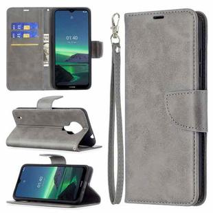 For Nokia 1.4 Retro Lambskin Texture Pure Color Horizontal Flip PU Leather Case with Holder & Card Slots & Wallet & Lanyard(Grey)