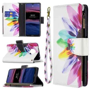 For Nokia G20 / G10 Colored Drawing Pattern Zipper Horizontal Flip Leather Case with Holder & Card Slots & Wallet(Sun Flower)