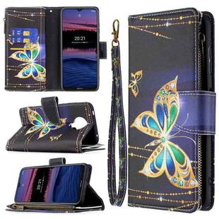 For Nokia G20 / G10 Colored Drawing Pattern Zipper Horizontal Flip Leather Case with Holder & Card Slots & Wallet(Big Butterfly)