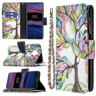 For Nokia G20 / G10 Colored Drawing Pattern Zipper Horizontal Flip Leather Case with Holder & Card Slots & Wallet(Tree)