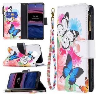 For Nokia G20 / G10 Colored Drawing Pattern Zipper Horizontal Flip Leather Case with Holder & Card Slots & Wallet(Two Butterflies)