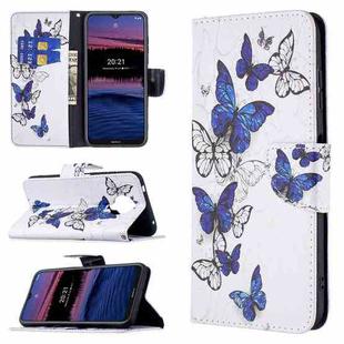 For Nokia G20 / G10 Colored Drawing Pattern Horizontal Flip Leather Case with Holder & Card Slots & Wallet(Blue Butterflies)