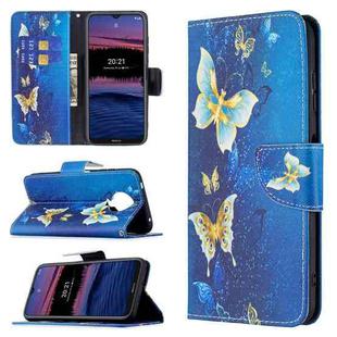 For Nokia G20 / G10 Colored Drawing Pattern Horizontal Flip Leather Case with Holder & Card Slots & Wallet(Gold Butterfly)