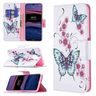 For Nokia G20 / G10 Colored Drawing Pattern Horizontal Flip Leather Case with Holder & Card Slots & Wallet(Peach Blossom Butterfly)