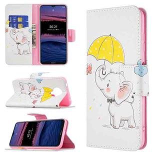 For Nokia G20 / G10 Colored Drawing Pattern Horizontal Flip Leather Case with Holder & Card Slots & Wallet(Umbrella Elephant)