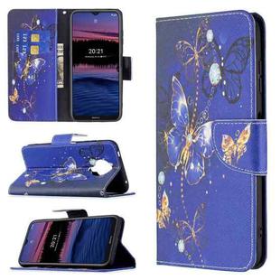For Nokia G20 / G10 Colored Drawing Pattern Horizontal Flip Leather Case with Holder & Card Slots & Wallet(Purple Butterfly)