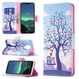 For Nokia 1.4 Colored Drawing Pattern Horizontal Flip Leather Case with Holder & Card Slots & Wallet(Owl)