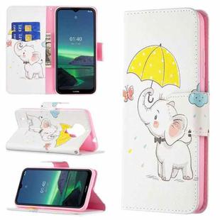 For Nokia 1.4 Colored Drawing Pattern Horizontal Flip Leather Case with Holder & Card Slots & Wallet(Umbrella Elephant)