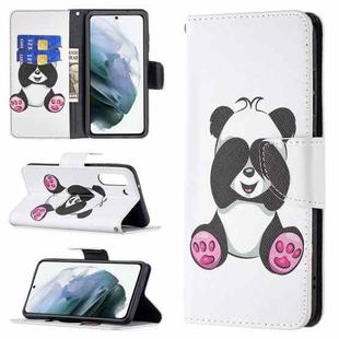 For Samsung Galaxy S21 FE Colored Drawing Pattern Horizontal Flip Leather Case with Holder & Card Slots & Wallet(Panda)