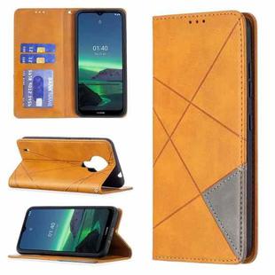 For Nokia 1.4 Rhombus Texture Horizontal Flip Magnetic Leather Case with Holder & Card Slots & Wallet(Yellow)