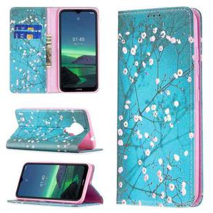 For Nokia 1.4 Colored Drawing Pattern Invisible Magnetic Horizontal Flip PU Leather Case with Holder & Card Slots & Wallet(Plum Blossom)