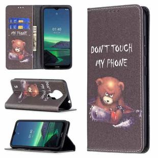 For Nokia 1.4 Colored Drawing Pattern Invisible Magnetic Horizontal Flip PU Leather Case with Holder & Card Slots & Wallet(Bear)