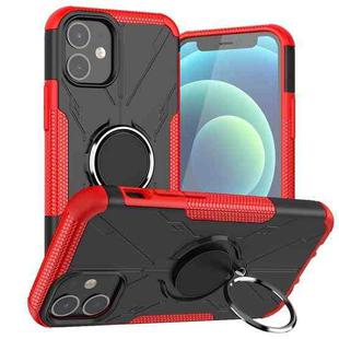 For iPhone 12 mini Machine Armor Bear Shockproof PC + TPU Protective Case with Ring Holder (Red)