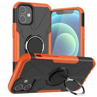 For iPhone 12 mini Machine Armor Bear Shockproof PC + TPU Protective Case with Ring Holder (Orange)
