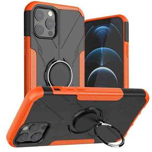 For iPhone 12 / 12 Pro Machine Armor Bear Shockproof PC + TPU Protective Case with Ring Holder(Orange)