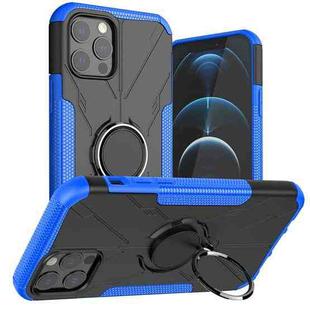 For iPhone 12 / 12 Pro Machine Armor Bear Shockproof PC + TPU Protective Case with Ring Holder(Blue)