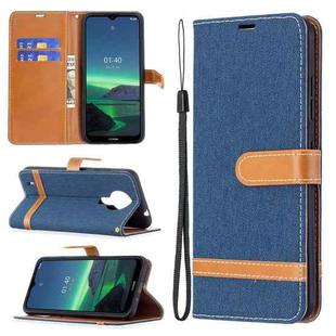 For Nokia 1.4 Color Matching Denim Texture Horizontal Flip Leather Case with Holder & Card Slots & Wallet & Lanyard(Dark Blue)