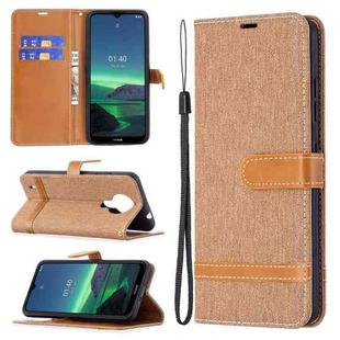 For Nokia 1.4 Color Matching Denim Texture Horizontal Flip Leather Case with Holder & Card Slots & Wallet & Lanyard(Brown)