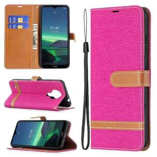 For Nokia 1.4 Color Matching Denim Texture Horizontal Flip Leather Case with Holder & Card Slots & Wallet & Lanyard(Rose Red)