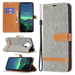 For Nokia 1.4 Color Matching Denim Texture Horizontal Flip Leather Case with Holder & Card Slots & Wallet & Lanyard(Grey)
